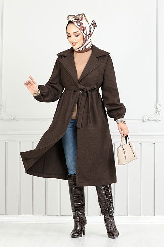 moda selvim Coat 7017TRT1045-M Brown - Thumbnail