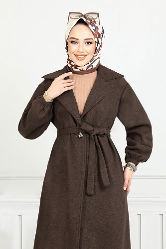 moda selvim Coat 7017TRT1045-M Brown - Thumbnail