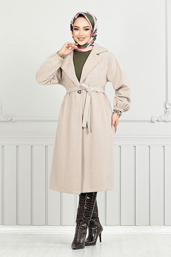 moda selvim Coat 7017TRT1045-M Stone - Thumbnail