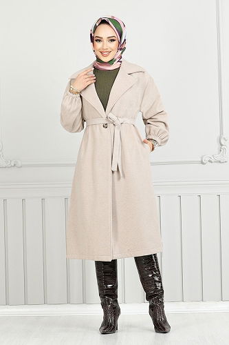 moda selvim Coat 7017TRT1045-M Stone - Thumbnail