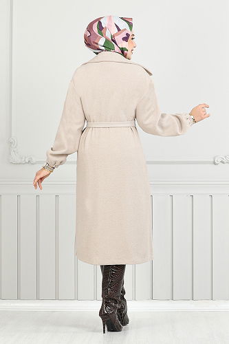 moda selvim Coat 7017TRT1045-M Stone - Thumbnail