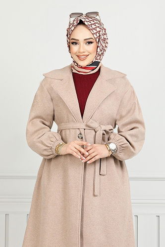 moda selvim معطف بيج 7017TRT1045-M - Thumbnail
