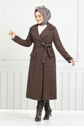moda selvim Coat 7021TRT1045-M Brown - Thumbnail