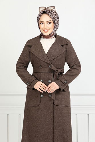 moda selvim Coat 7021TRT1045-M Brown - Thumbnail