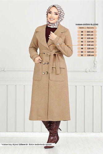 moda selvim Coat 7021TRT1045-M Latte - Thumbnail