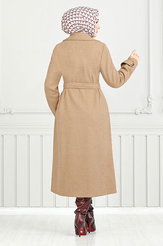 moda selvim Coat 7021TRT1045-M Latte - Thumbnail
