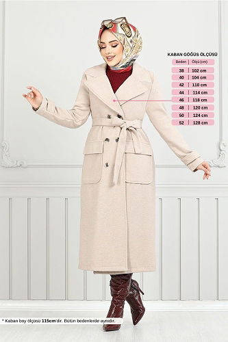 moda selvim Coat 7021TRT1045-M Stone - Thumbnail
