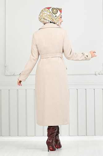 moda selvim Coat 7021TRT1045-M Stone - Thumbnail