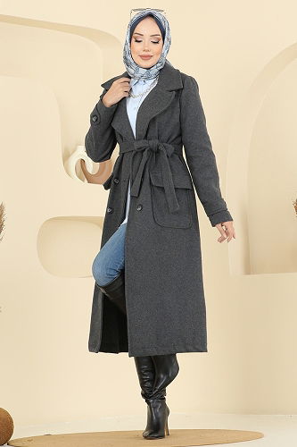 moda selvim Coat 7021TRT545 Anthracite - Thumbnail