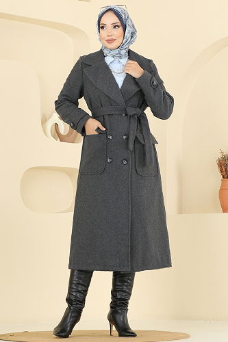 moda selvim Coat 7021TRT545 Anthracite - Thumbnail