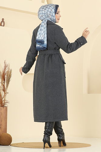 moda selvim Coat 7021TRT545 Anthracite - Thumbnail