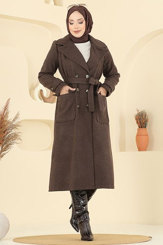 moda selvim Coat 7021TRT545 Brown - Thumbnail