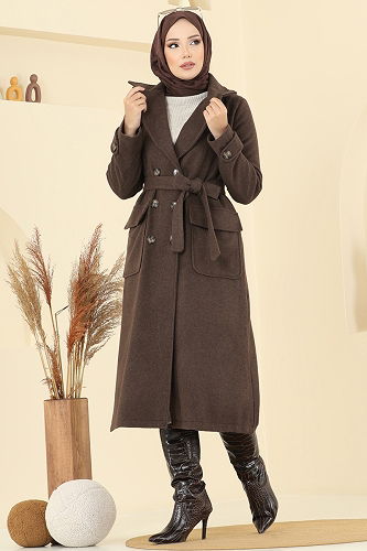 moda selvim Coat 7021TRT545 Brown - Thumbnail