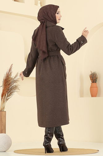 moda selvim Coat 7021TRT545 Brown - Thumbnail