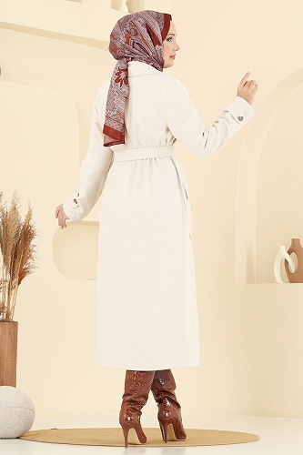moda selvim Coat 7021TRT545 Ecru - Thumbnail