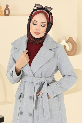 moda selvim Coat 7021TRT545 Gray - Thumbnail