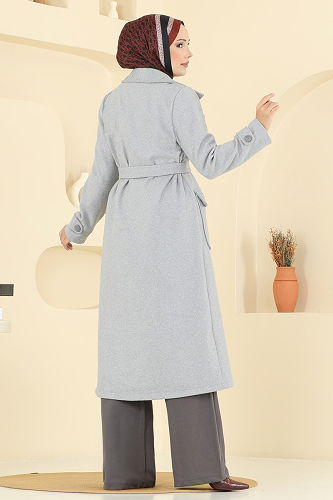 moda selvim Coat 7021TRT545 Gray - Thumbnail
