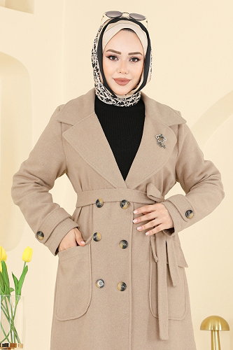 moda selvim معطف بيج 7021TRT545 - Thumbnail