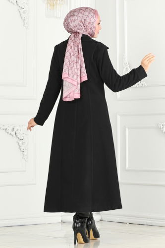 moda selvim Coat 7023TRT545 Black - Thumbnail