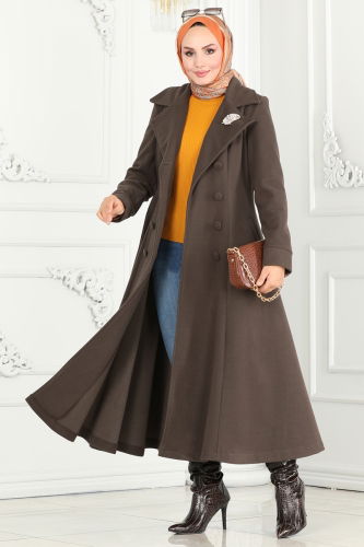 moda selvim Coat 7023TRT545 Brown - Thumbnail