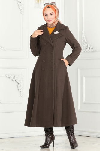 moda selvim Coat 7023TRT545 Brown - Thumbnail