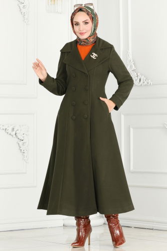 moda selvim Coat 7023TRT545 Khaki - Thumbnail