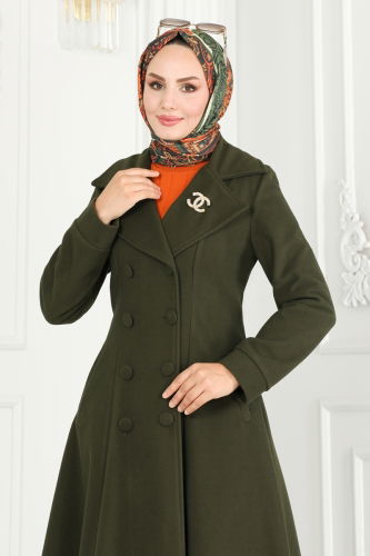 moda selvim Coat 7023TRT545 Khaki - Thumbnail