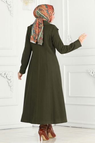 moda selvim Coat 7023TRT545 Khaki - Thumbnail