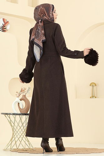 moda selvim Coat 8130AB368 Brown - Thumbnail