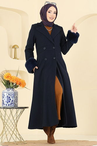 moda selvim Coat 8130AB368 Navy Blue - Thumbnail