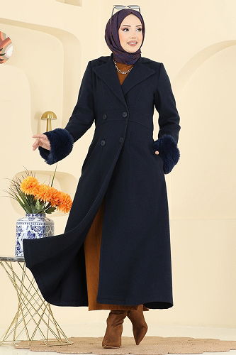 moda selvim Coat 8130AB368 Navy Blue - Thumbnail