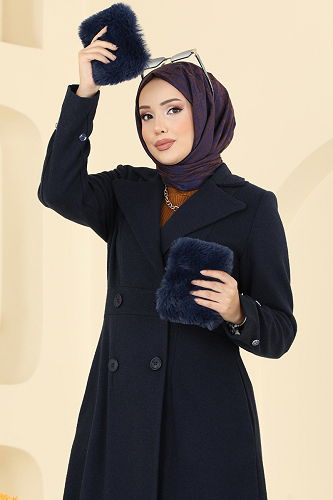 moda selvim معطف كحلي 8130AB368 - Thumbnail