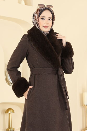 moda selvim Coat 8159AB368 Brown - Thumbnail