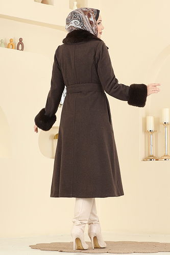 moda selvim معطف بني 8159AB368 - Thumbnail