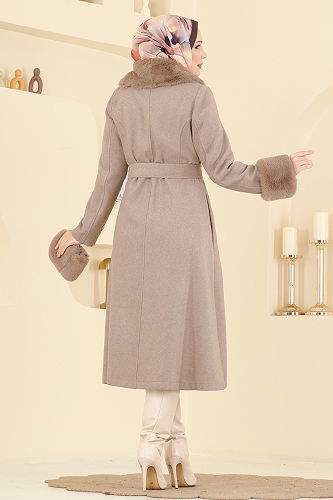 moda selvim معطف بيج غامق 8159AB368 - Thumbnail