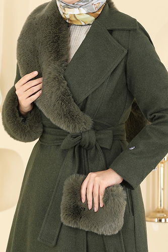 moda selvim Coat 8159AB368 Khaki - Thumbnail