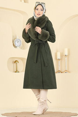 moda selvim معطف اخضر عفني 8159AB368 - Thumbnail