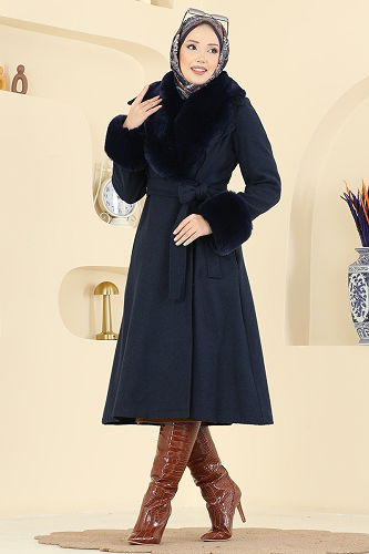 moda selvim Coat 8159AB368 Navy Blue - Thumbnail