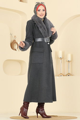 moda selvim Coat 8161AB368 Anthracite - Thumbnail
