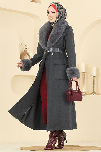 moda selvim Coat 8161AB368 Anthracite - Thumbnail