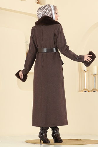 moda selvim معطف بني 8161AB368 - Thumbnail