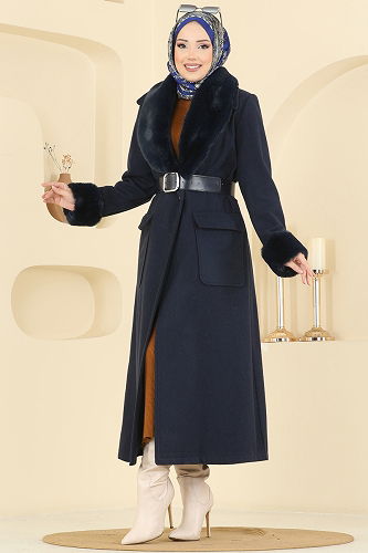 moda selvim Coat 8161AB368 Navy Blue - Thumbnail