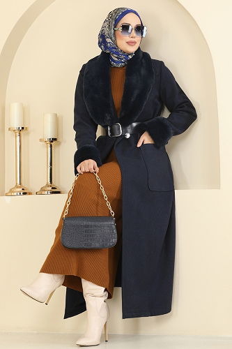 moda selvim Coat 8161AB368 Navy Blue - Thumbnail