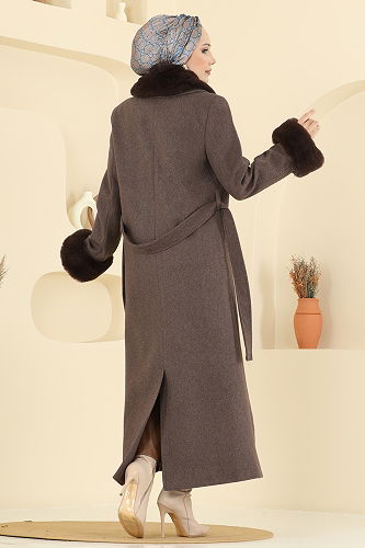 moda selvim Coat 8194FMZ1159 Brown - Thumbnail