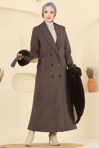moda selvim Coat 8194FMZ1159 Brown - Thumbnail