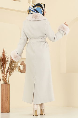 moda selvim Coat 8194FMZ1159 Stone - Thumbnail