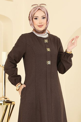 moda selvim Coat 8195AB368 Brown - Thumbnail