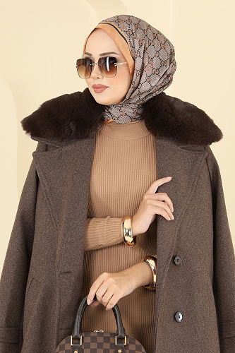 moda selvim معطف بني 8196FMZ1159 - Thumbnail