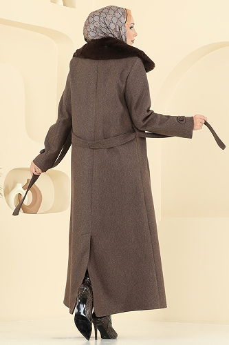 moda selvim معطف بني 8196FMZ1159 - Thumbnail