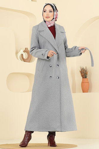 moda selvim Coat 8196FMZ1159 Gray - Thumbnail
